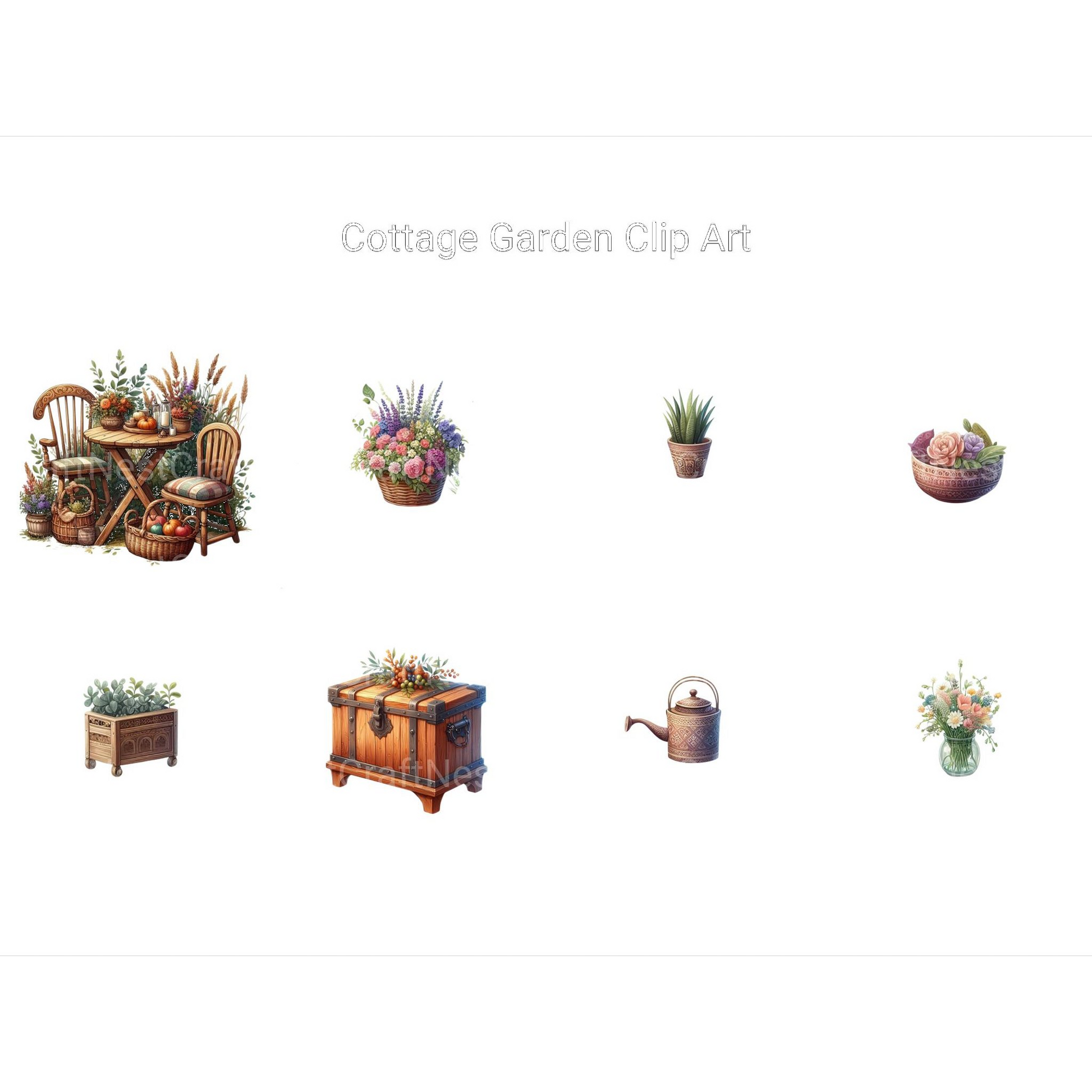 Cottage Garden Clipart - CraftNest - Digital Crafting and Art