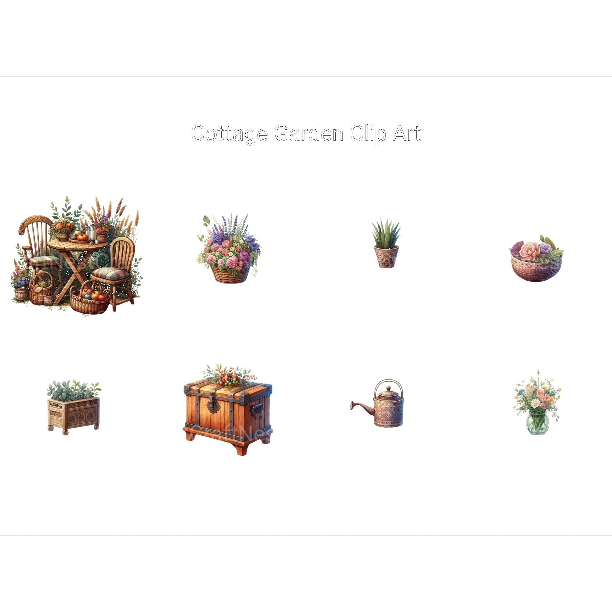 Cottage Garden Clipart - CraftNest - Digital Crafting and Art