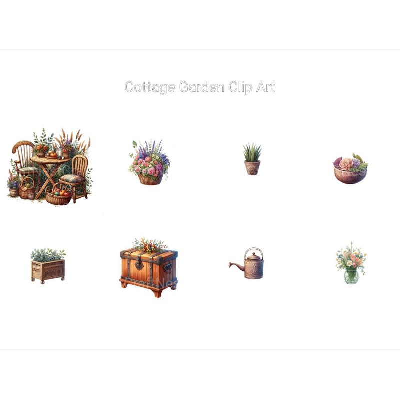 Cottage Garden Clipart - CraftNest - Digital Crafting and Art