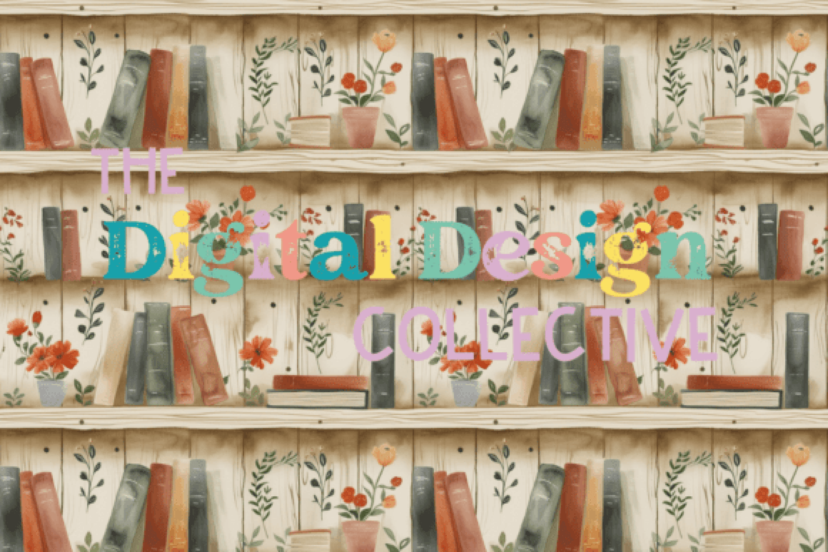 Cottagecore Floral Bookshelf Seamless Digital Paper