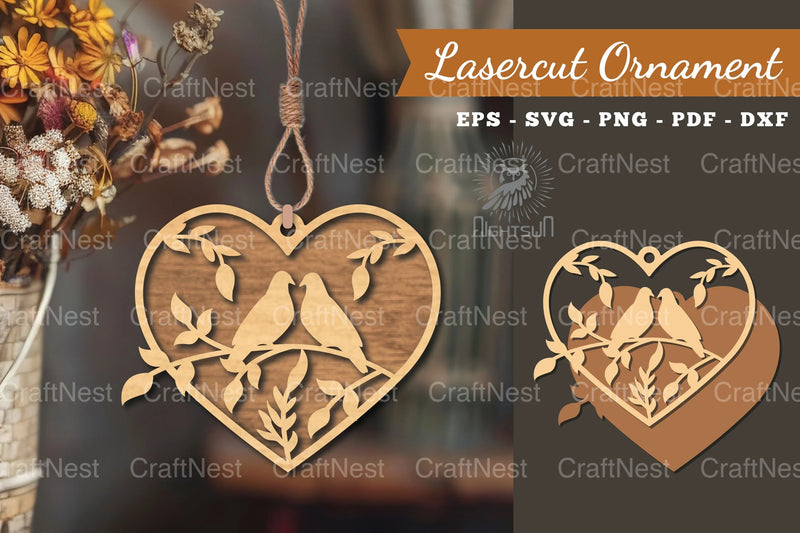 Couple Birds Laser Cut Ornament Clipart Bundle - CraftNest - Digital Crafting and Art