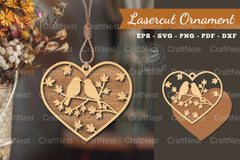 Couple Birds Laser Cut Ornament Design - CraftNest - Digital Crafting and Art