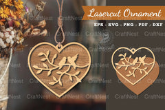 1791 Couple Birds Laser Cut Ornament Design - CraftNest - Digital Crafting and Art