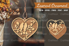 1792 Couple Birds Laser Cut Ornament Design - CraftNest - Digital Crafting and Art