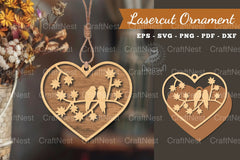 Couple Birds Laser Cut Ornament Design - CraftNest - Digital Crafting and Art