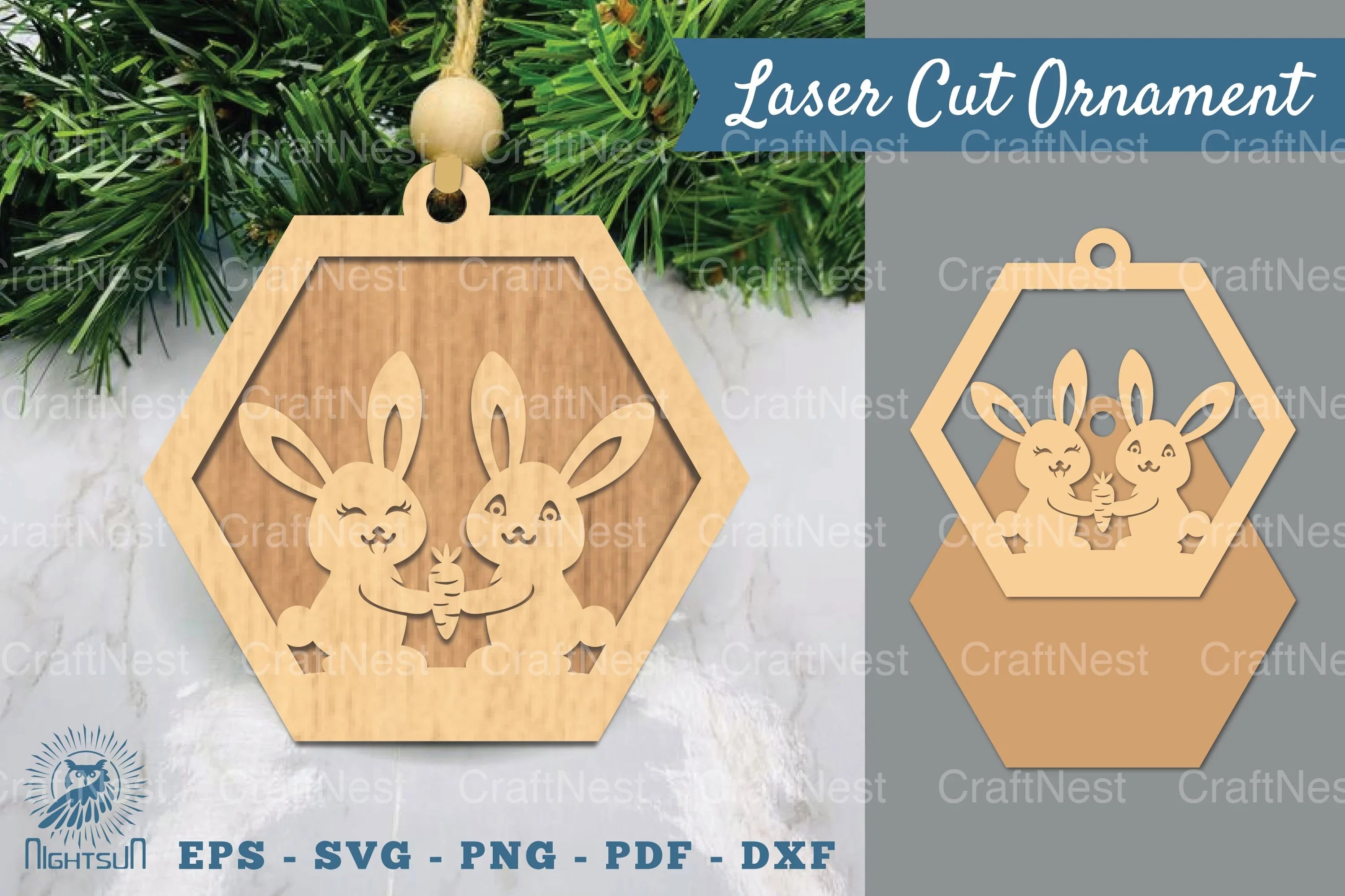 Couple Bunny Laser Cut Ornament Clipart Bundle - CraftNest - Digital Crafting and Art