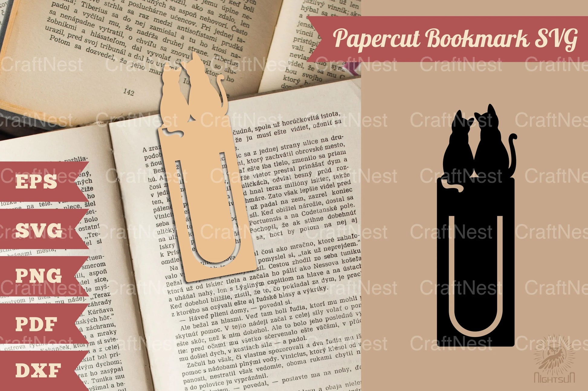 Couple Cat Papercut Bookmark Clipart Bundle - CraftNest - Digital Crafting and Art