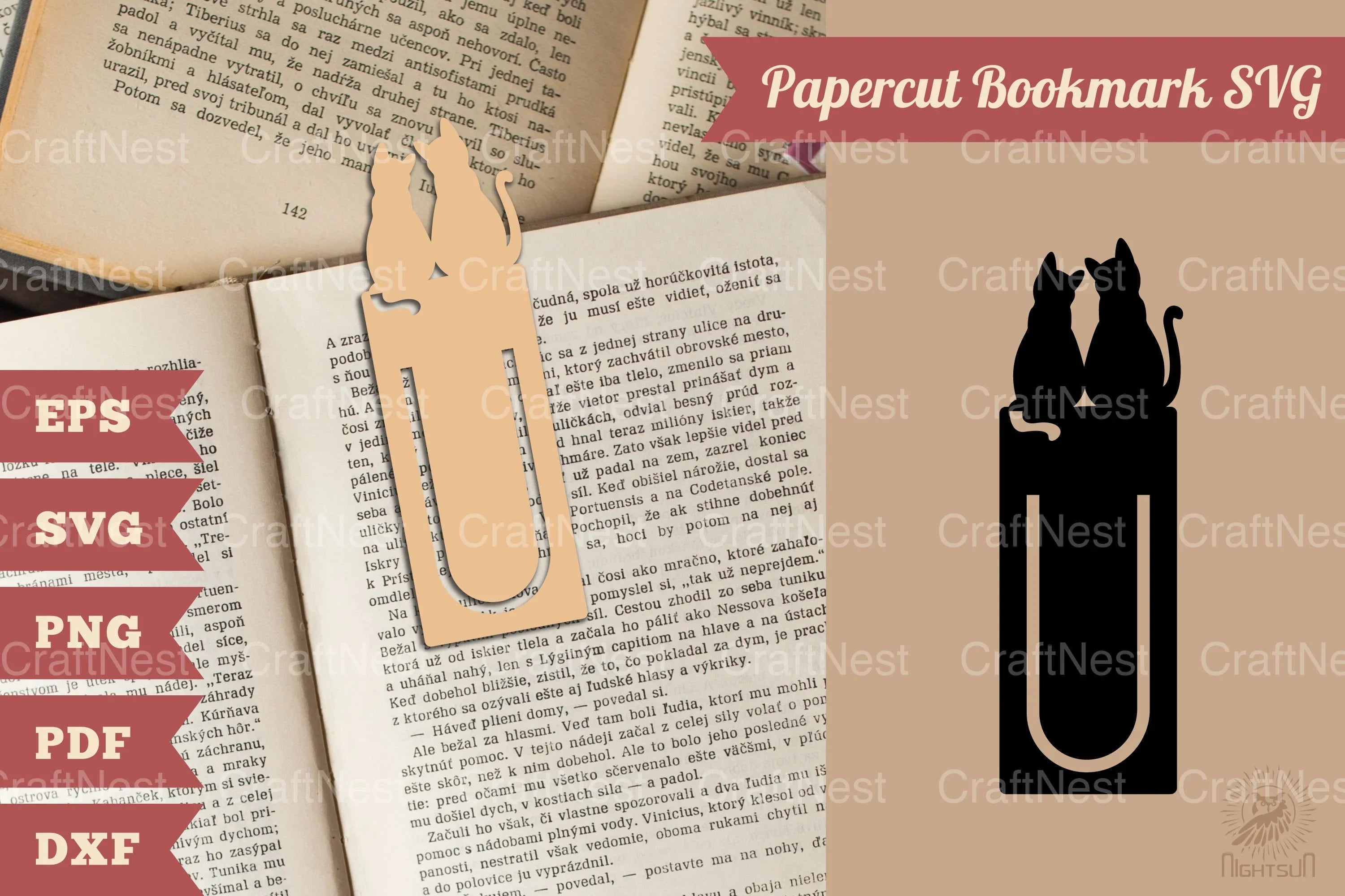 Couple Cat Papercut Bookmark Clipart Bundle - CraftNest - Digital Crafting and Art