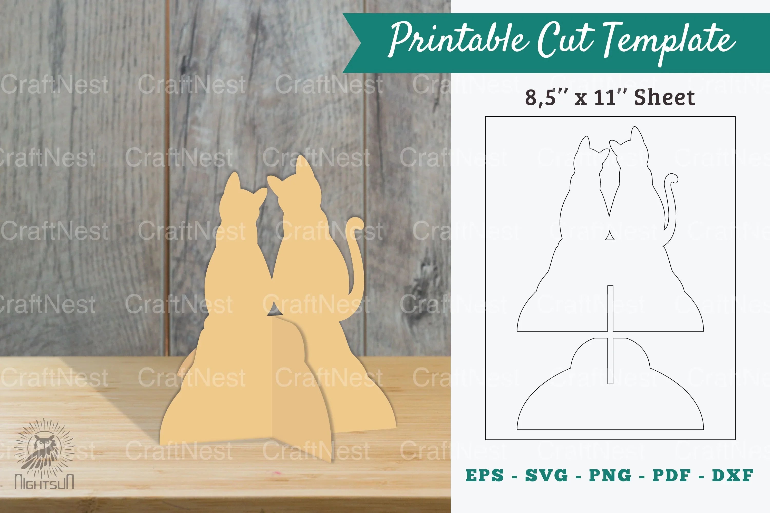 Couple Cat Printable Cut Template Bundle - CraftNest - Digital Crafting and Art