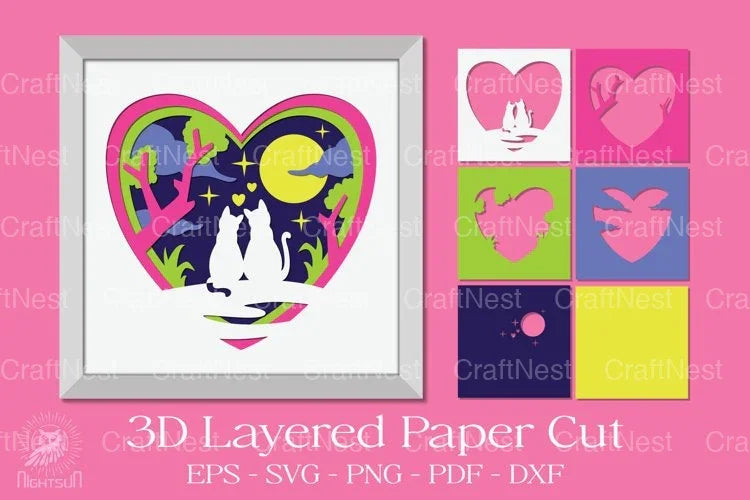3D Layered Papercut Cats Clipart Bundle - CraftNest - Digital Crafting and Art
