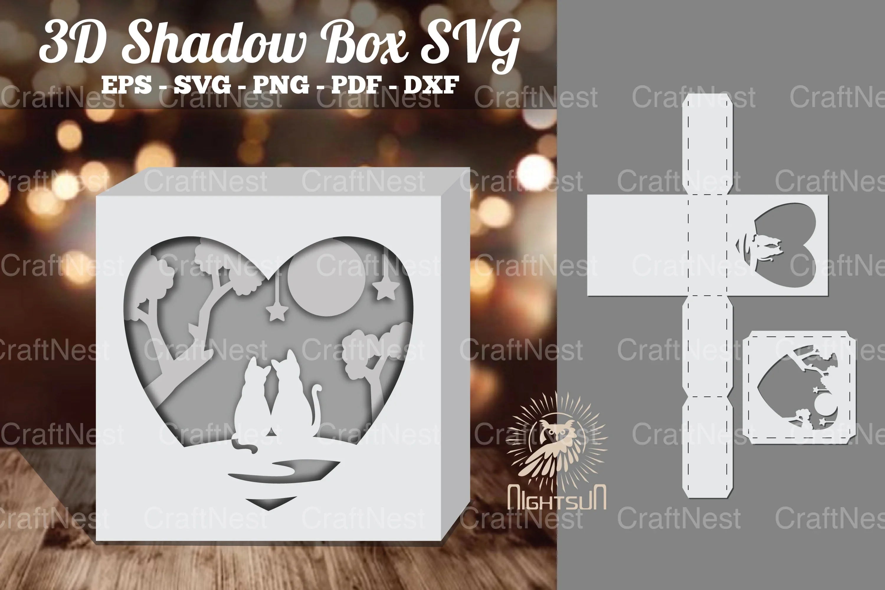 Couple Cats 3D Papercut Shadow Box Clipart Bundle - CraftNest - Digital Crafting and Art