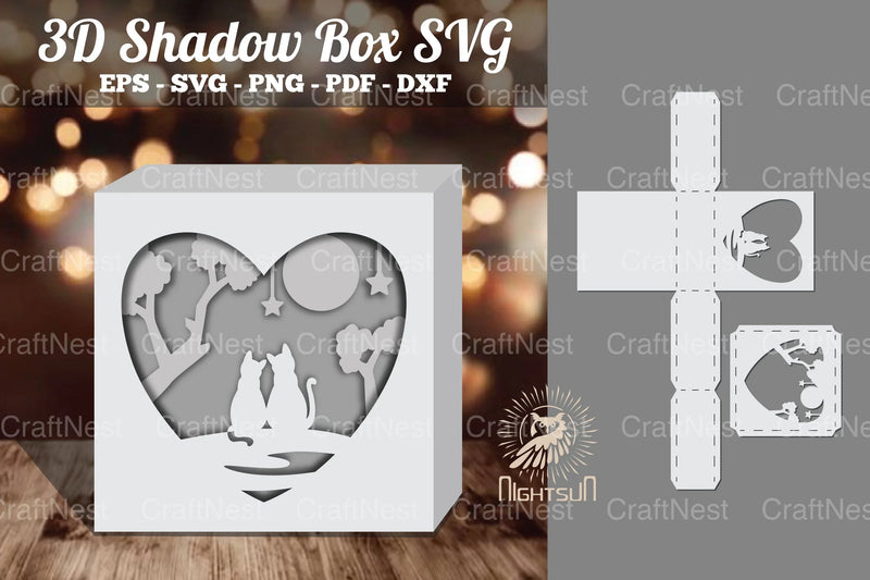Couple Cats 3D Papercut Shadow Box Clipart Bundle - CraftNest - Digital Crafting and Art