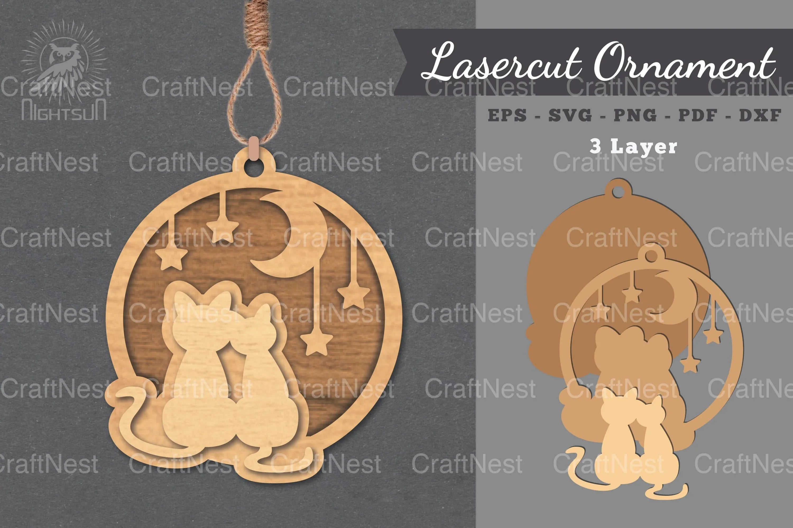 Couple Cats Laser Cut Ornament Clipart Bundle - CraftNest - Digital Crafting and Art