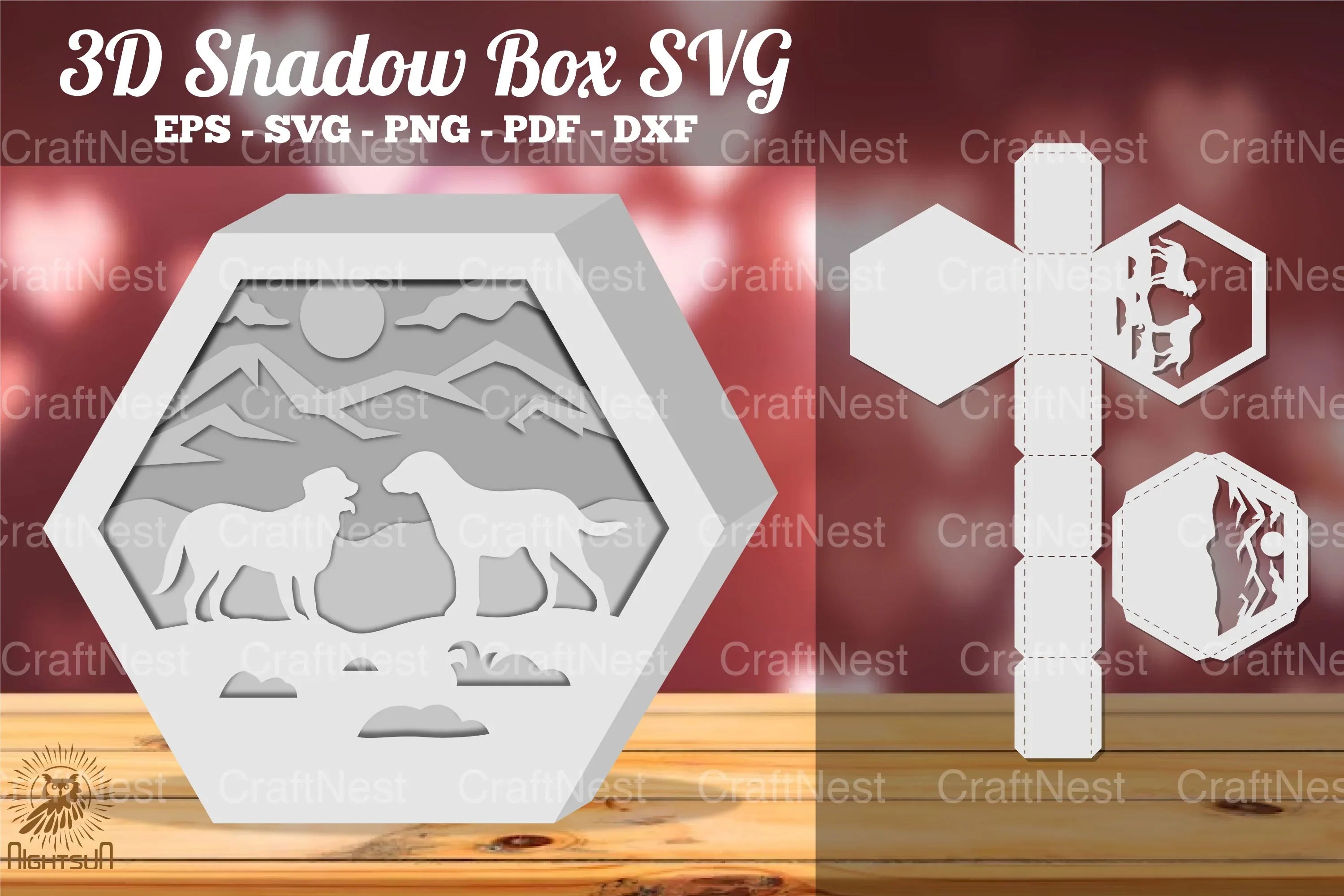 Couple Dog Mountain Shadow Box SVG Bundle - CraftNest - Digital Crafting and Art