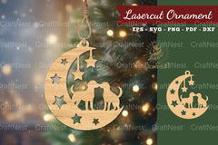 Couple Dog in Moon Laser Cut Ornament Clipart Bundle - CraftNest - Digital Crafting and Art