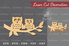 Couple Owl Laser Cut Decoration Clipart Bundle - CraftNest - Digital Crafting and Art