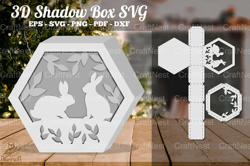 Couple Rabbit 3D Shadow Box SVG Bundle - CraftNest - Digital Crafting and Art