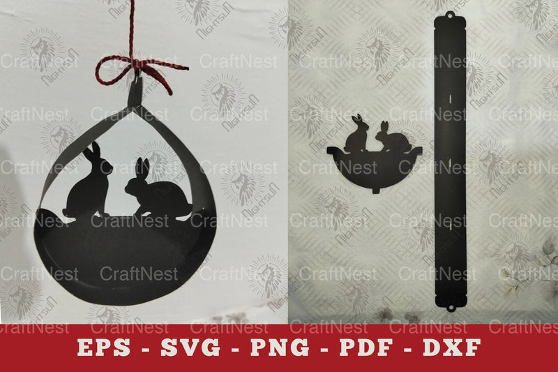 Couple Rabbit Papercut Ornament Clipart Bundle - CraftNest - Digital Crafting and Art