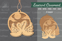 1834 Couple Swan Laser Cut Ornament Clipart Bundle - CraftNest - Digital Crafting and Art
