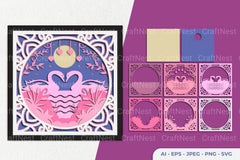 Couple Swan Layered Papercut Clipart Bundle - CraftNest - Digital Crafting and Art