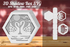 Swan Couple Shadow Box SVG Bundle - CraftNest - Digital Crafting and Art
