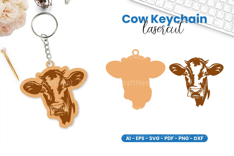 Cow Keychain Lasercut Clipart Bundle - CraftNest - Digital Crafting and Art