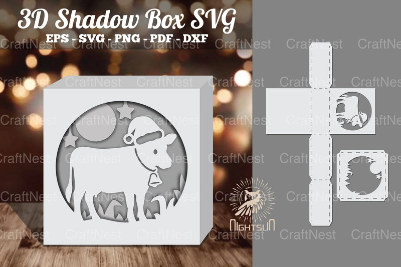 Cow Papercut Shadow Box Design Bundle - CraftNest - Digital Crafting and Art