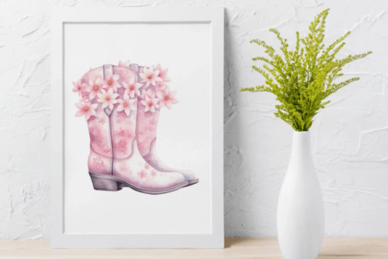 Pink Floral Cowboy Boots Clipart Bundle - CraftNest - Digital Crafting and Art