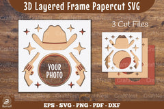 Cowboy 3D Layered Frame Papercut Clipart Bundle - CraftNest - Digital Crafting and Art