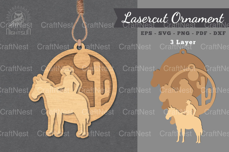Cowboy Laser Cut Ornament Clipart Bundle - CraftNest - Digital Crafting and Art