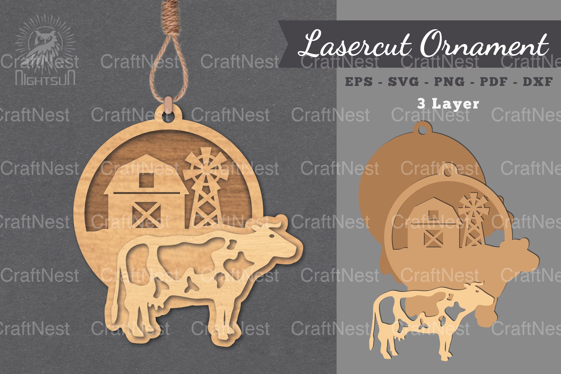 Farm Cows Laser Cut Ornament SVG Bundle - CraftNest - Digital Crafting and Art