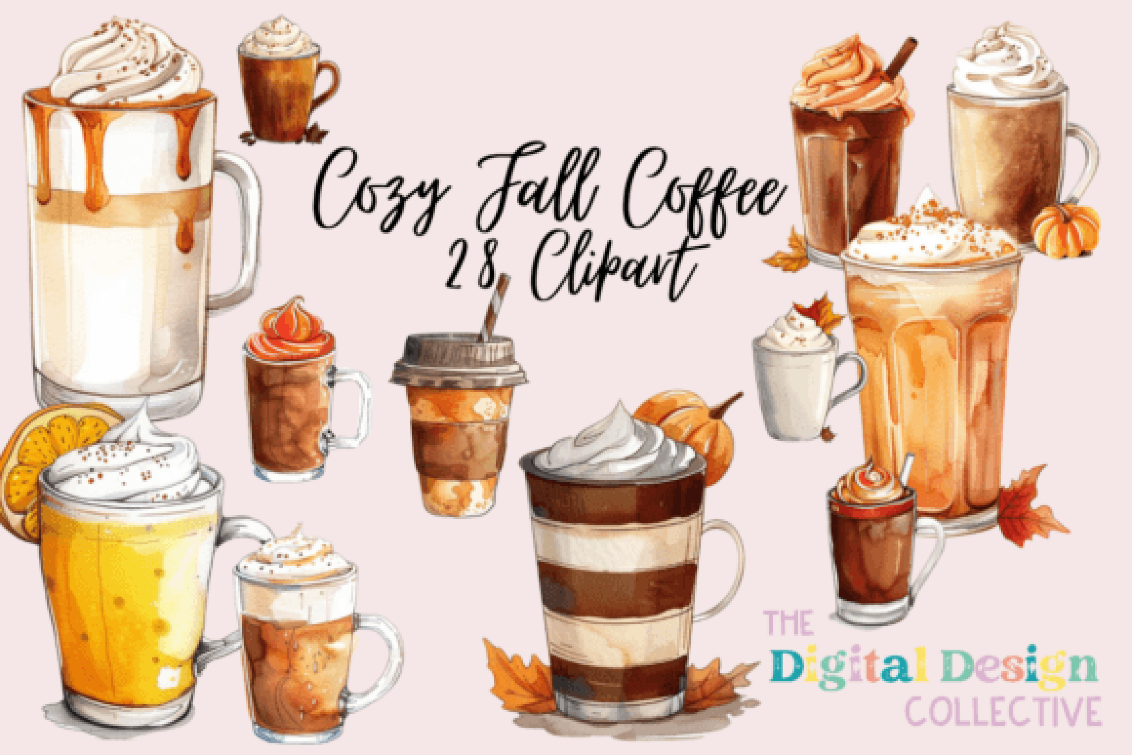 Cozy Autumn Coffee Clipart Bundle