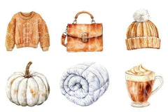 Cozy Caramel & White Fall Clipart Bundle 77 - CraftNest - Digital Crafting and Art