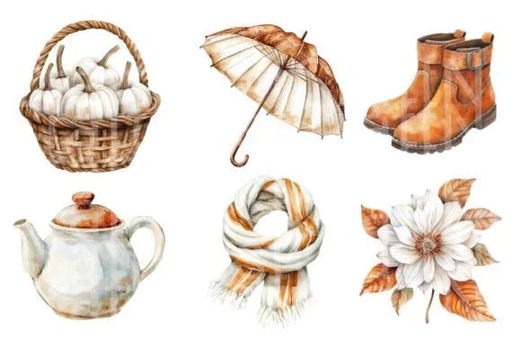 Cozy Caramel & White Fall Clipart Bundle 77 - CraftNest - Digital Crafting and Art