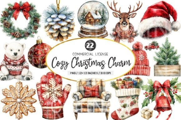 Cozy Christmas Charm Clipart Bundle - CraftNest - Digital Crafting and Art