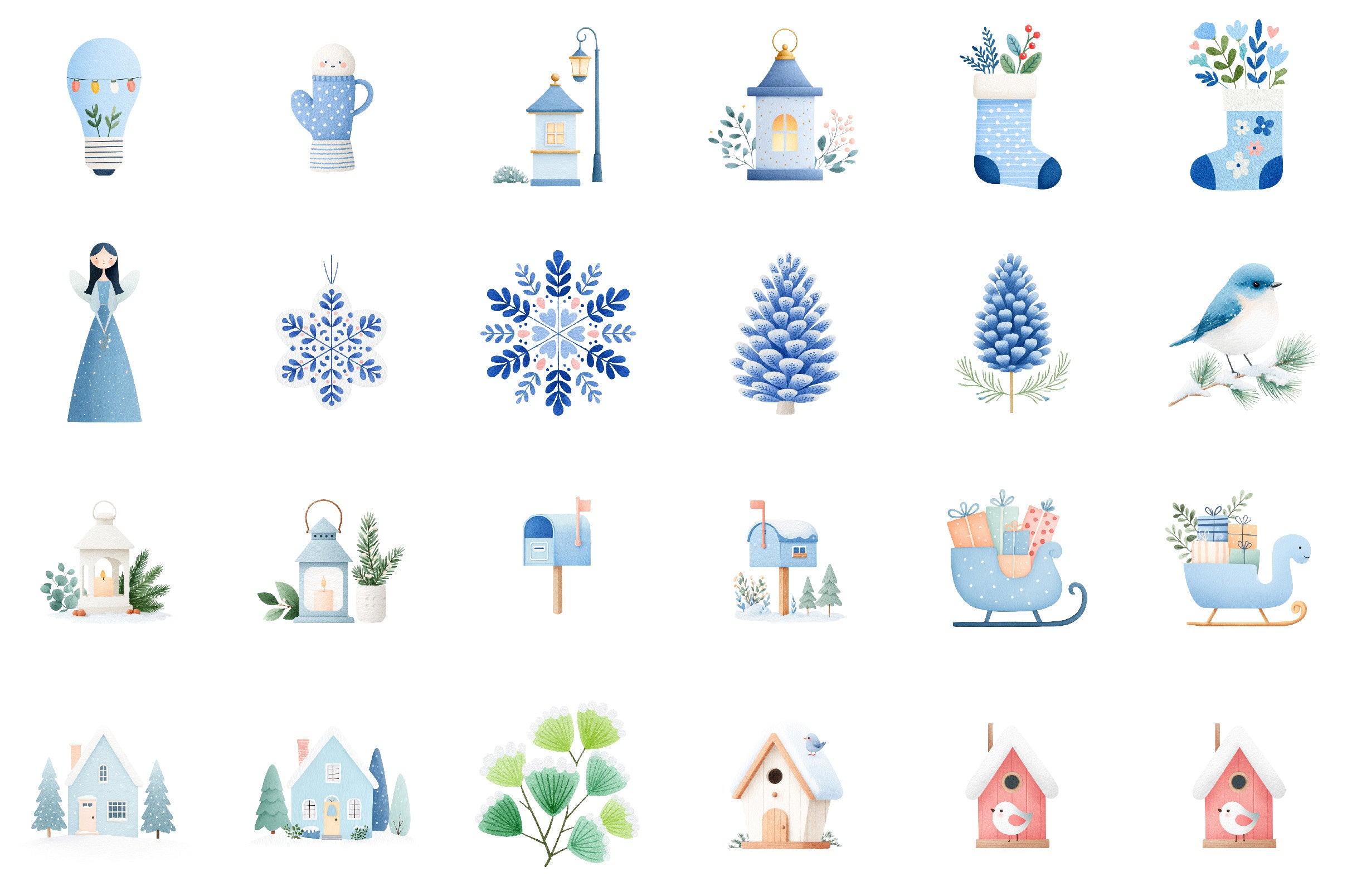 Cozy Blue Winter Clipart Bundle