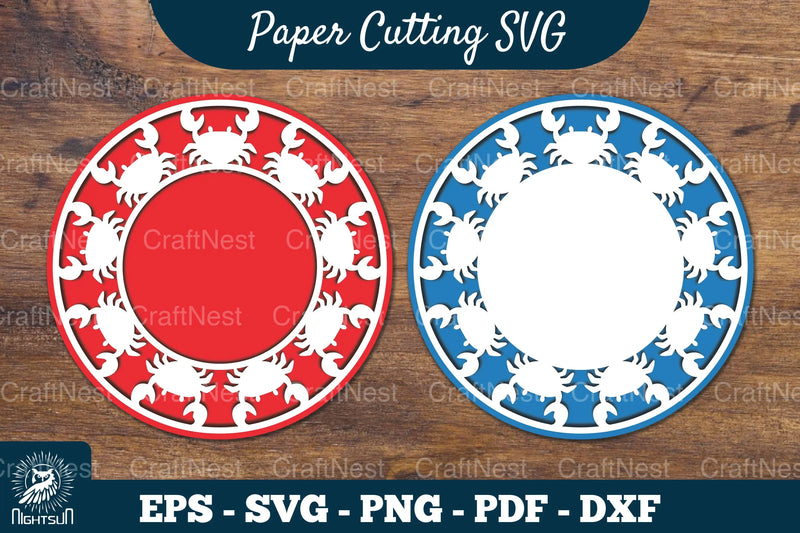 Crab Papercut Circle Clipart Bundle - CraftNest - Digital Crafting and Art