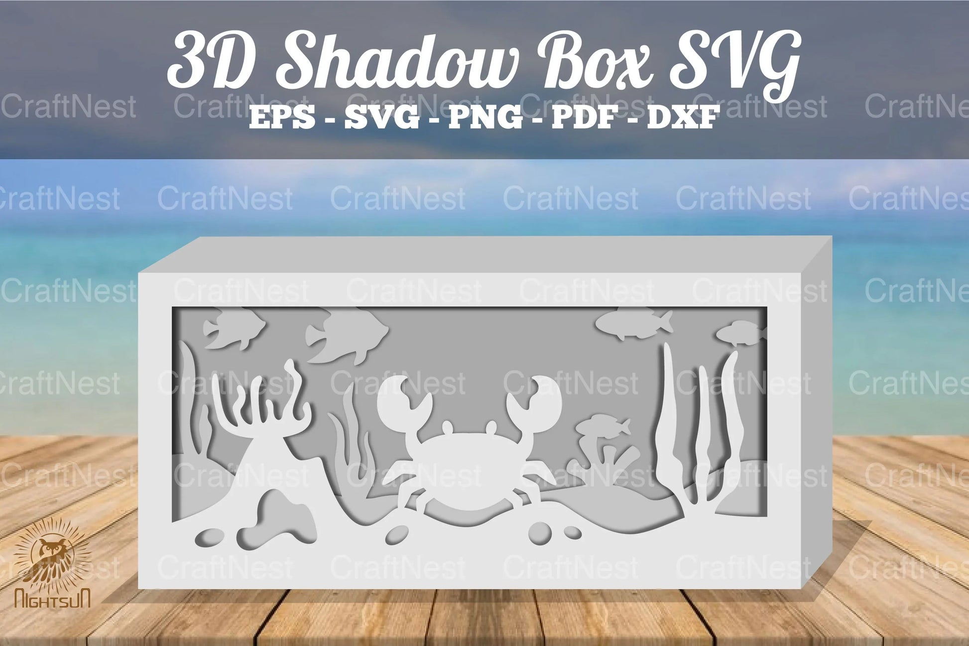 Crab Underwater Scene Shadow Box SVG Bundle - CraftNest - Digital Crafting and Art