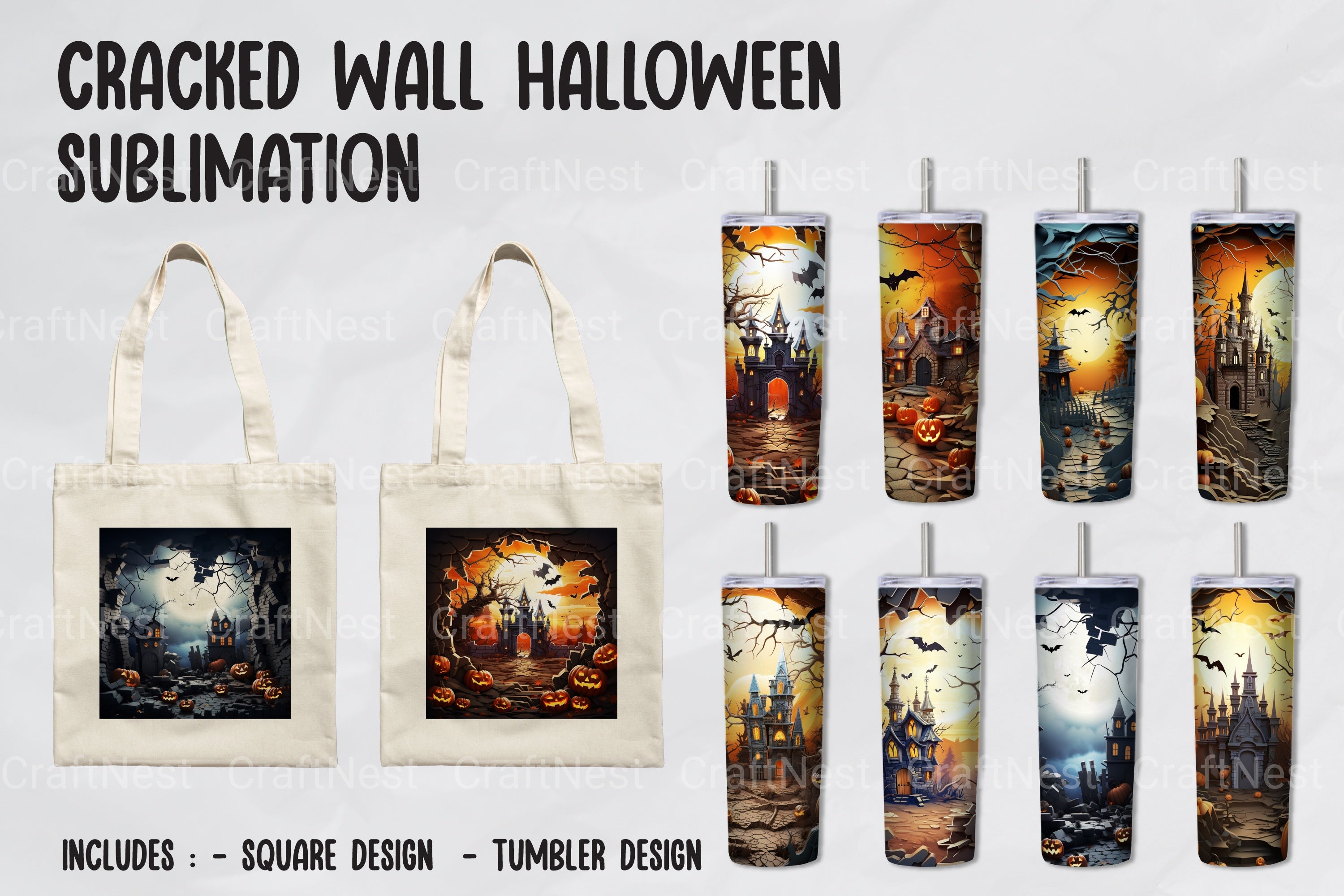 Cracked Wall Halloween Clipart Bundle