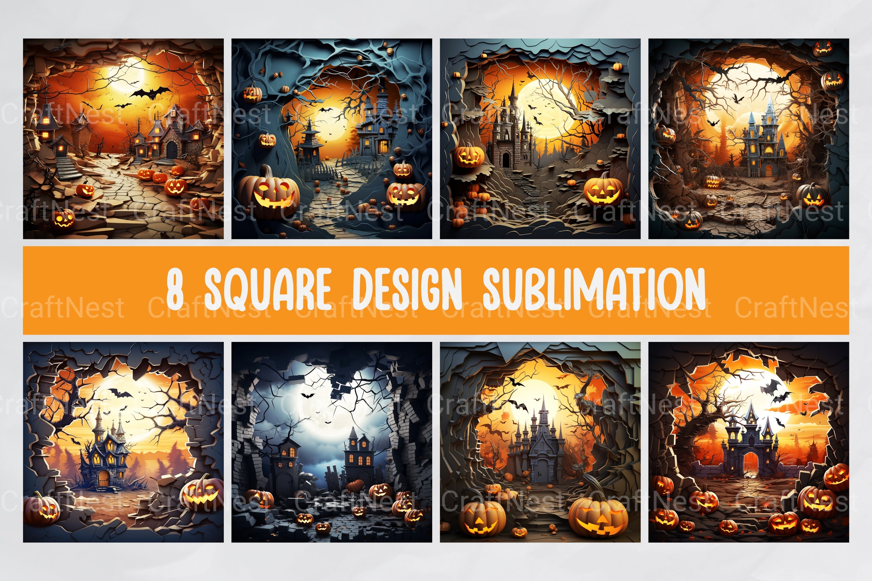 Cracked Wall Halloween Clipart Bundle