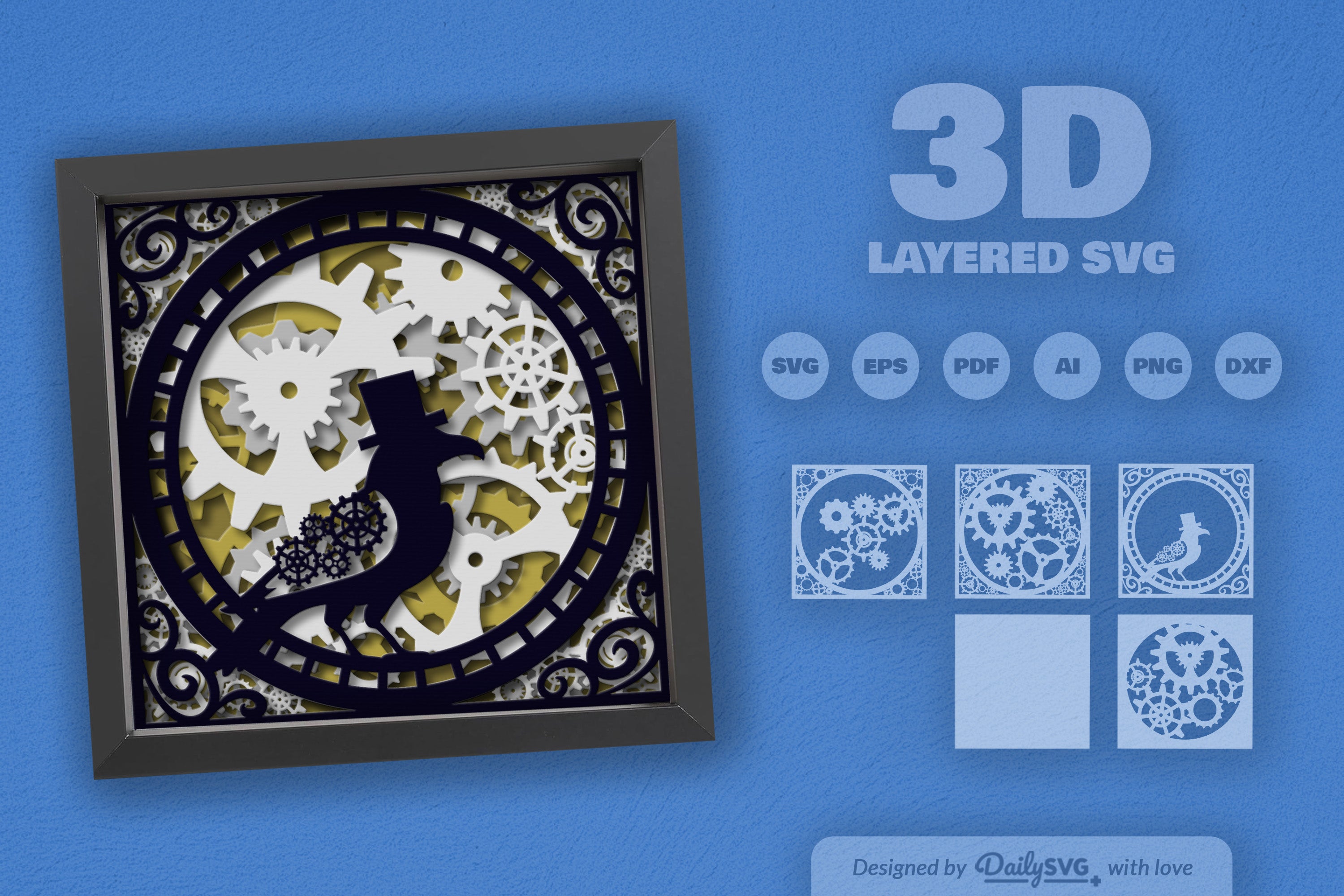 Steampunk Crow Papercut SVG Bundle