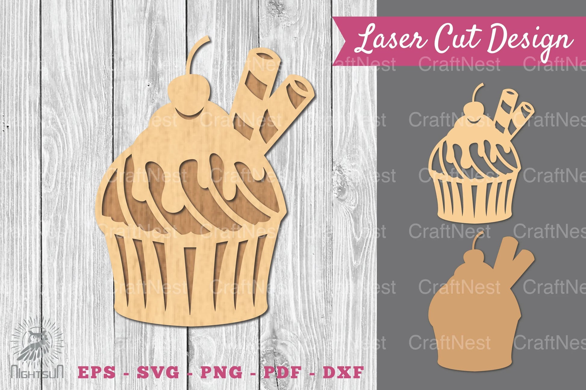 Cupcake Laser Cut Decoration SVG Bundle - CraftNest - Digital Crafting and Art