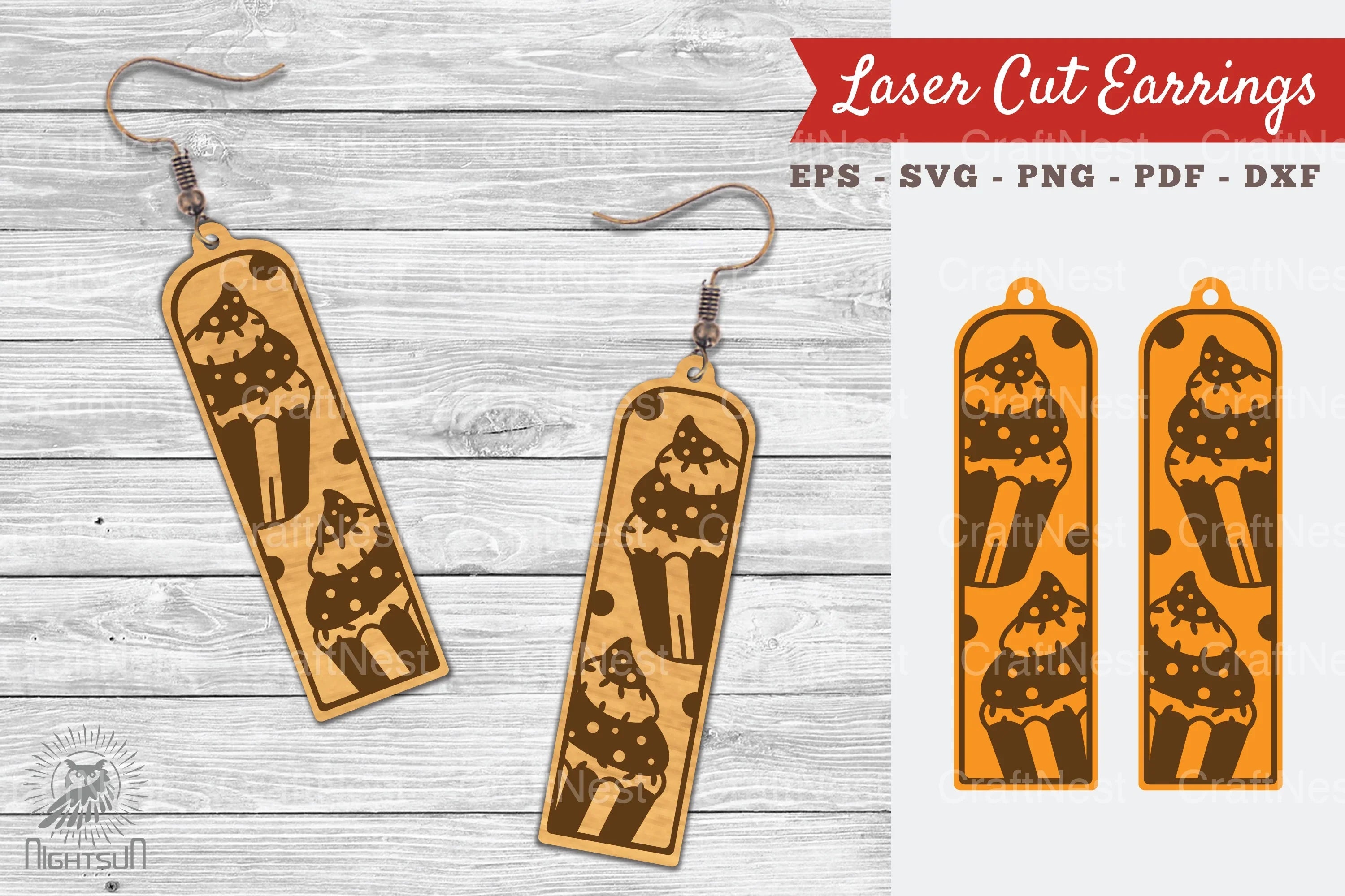 Cupcake Laser Cut Earrings SVG Bundle - CraftNest - Digital Crafting and Art