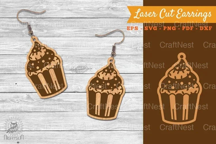 Cupcake Laser Cut Earrings SVG Bundle - CraftNest - Digital Crafting and Art