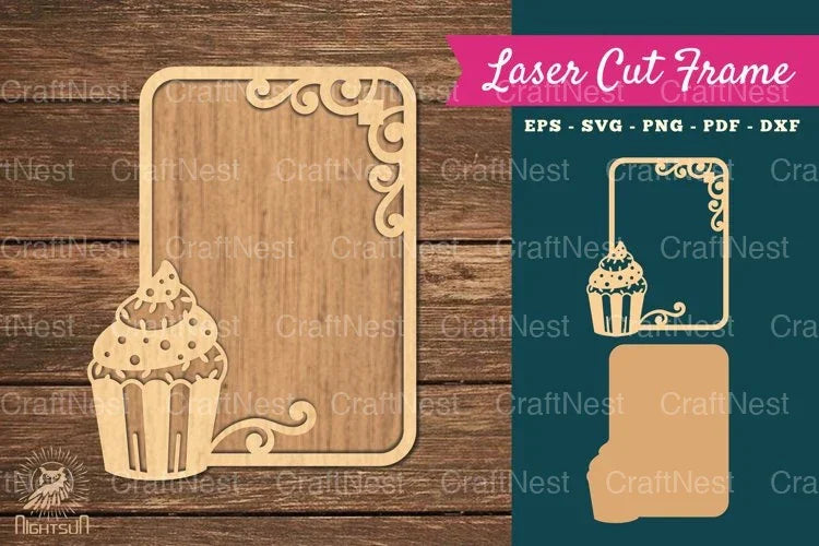 Cupcake Laser Cut Frame SVG Bundle - CraftNest - Digital Crafting and Art