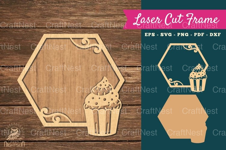 Vintage Cupcake Laser Cut Frame SVG Bundle - CraftNest - Digital Crafting and Art
