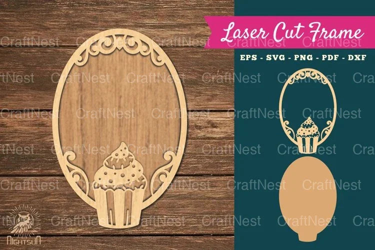 Cupcake Laser Cut Frame SVG Bundle - CraftNest - Digital Crafting and Art