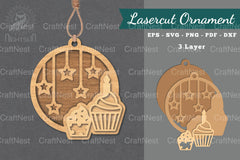 Cupcake Laser Cut Ornament SVG Bundle - CraftNest - Digital Crafting and Art