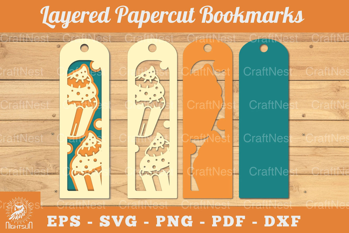 Cupcake Papercut Bookmark SVG Bundle