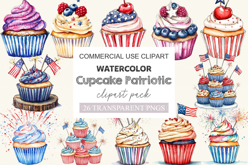 Cupcake Patriotic 4th Of July Clipart Bundle - CraftNest - Digital Crafting and Art